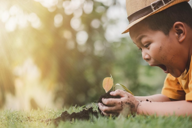 La carita del jardinero miraba crecer los arboles