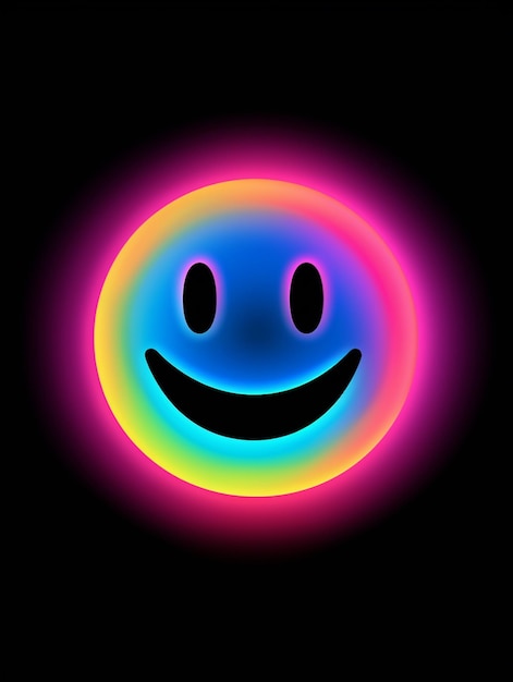 una carita sonriente de colores brillantes con un fondo negro ai generativo