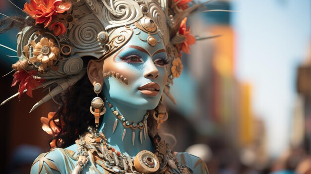 Foto carnaval en barranquilla, colombia un espectáculo deslumbrante de trajes vibrantes música rítmica y bailes animados que celebran el rico patrimonio cultural y el espíritu festivo de la ciudad