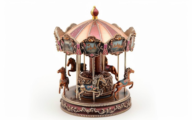 Carnaval Carousel Music Box Delight em fundo branco