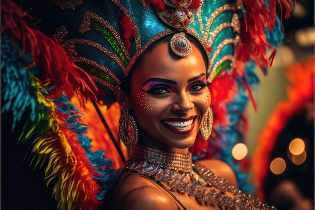 Carnaval do Rio Carnaval Dançarina do Rio Carnaval Brasil máscara trajes detalhados cores mulheres tropicais