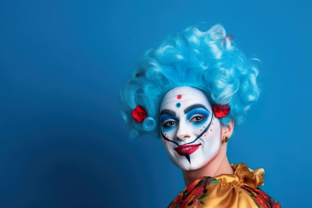Un carnaval de mujer estética de belleza fotográfica con maquillaje divertido