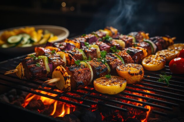 Foto carne asada en la parrilla