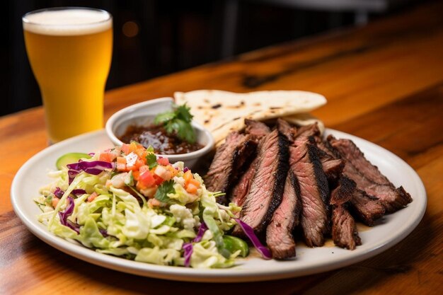 Foto carne asada tacos con un lado de lechuga de jicama carne asada tacos fotografía de comida