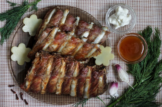 Foto carne assada com especiarias