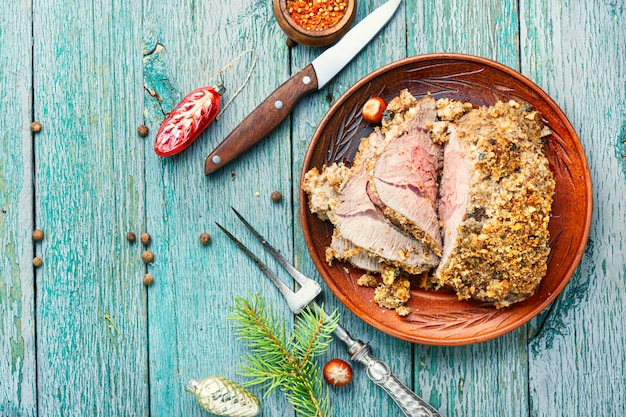 Carne assada para o Natal