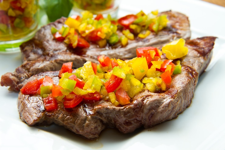 Foto carne de bistec a la parrilla