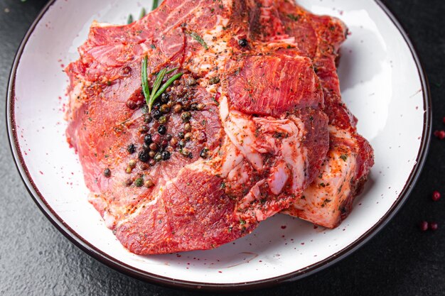 carne de cerdo bistec crudo carne de res comida fresca comida dieta merienda en la mesa espacio de copia fondo de comida