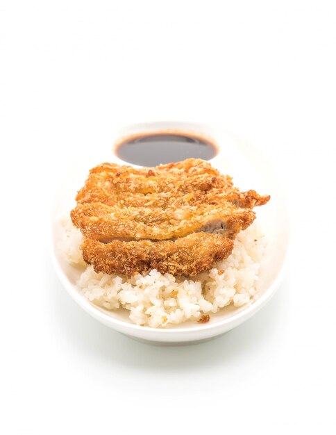 carne de cerdo frita en el arroz cubierto (tonkatsu)