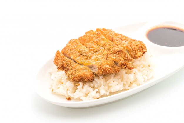 carne de cerdo frita en el arroz cubierto (tonkatsu)