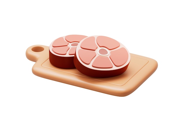 Carne de cerdo en rodajas deliciosas comidas de carne renderización 3D