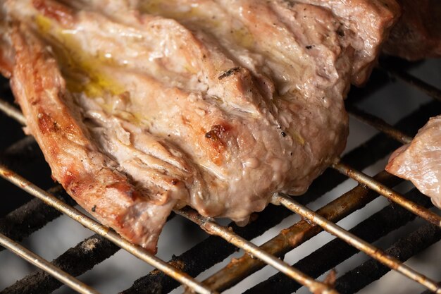 Foto carne de churrasco em close-up