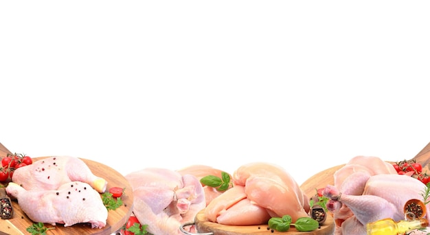 Carne de frango isolada em fundo branco