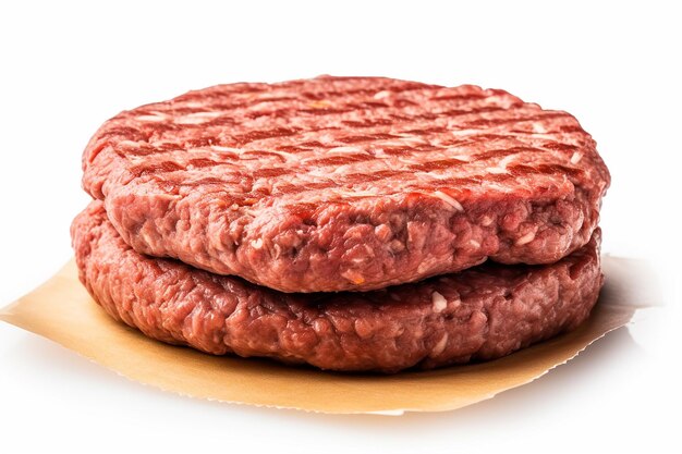 Carne de hambúrguer grelhada e saborosa isolada em fundo branco