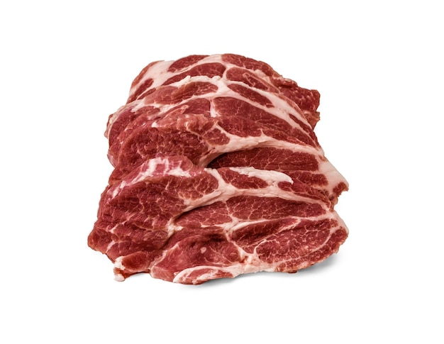 carne de mármore. Grupo de bifes de carne crua fresca isolados no fundo branco. Carne crua. cordeiro cru fresco. cozinhar carne em branco. Açougue, mercado, loja