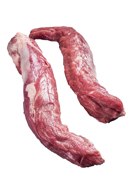 Carne de porco crua, filé de filé de alta qualidade, fundo branco isolado