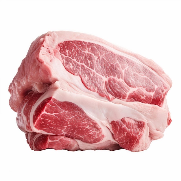 carne de porco em um fundo branco