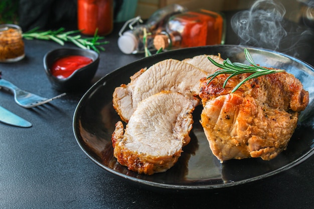 carne de porco saborosa e saudável grelha alimentos churrasco bolo de carne