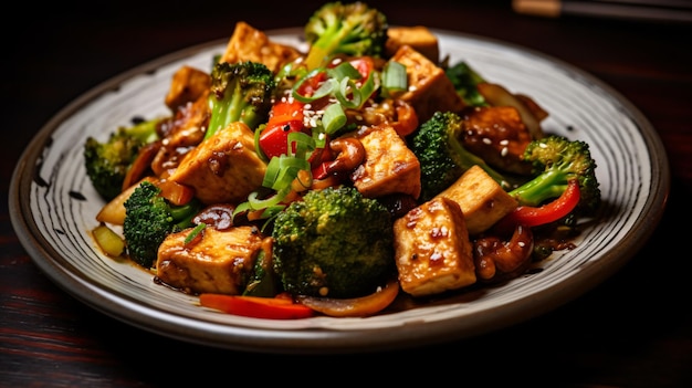 Carne de porco salteada com tofu