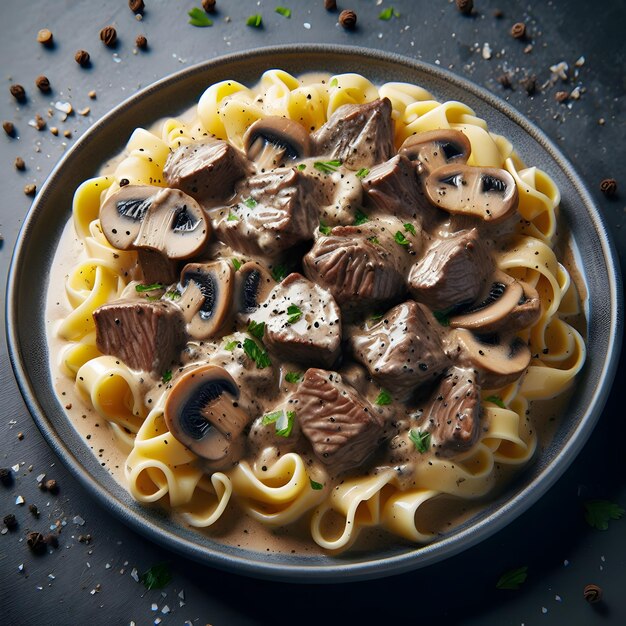 Foto carne de vaca stroganoff