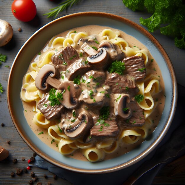 Foto carne de vaca stroganoff