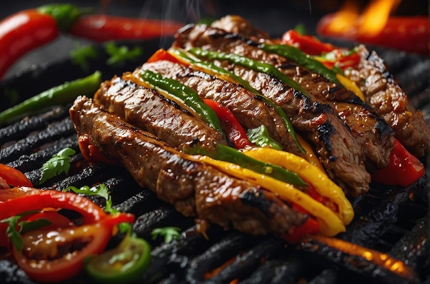 Carne de Fajita a la parrilla en primer plano