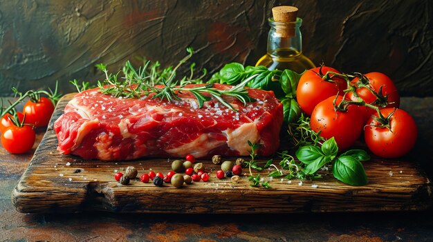 Foto carne fresca esperando la preparación del chef gourmet