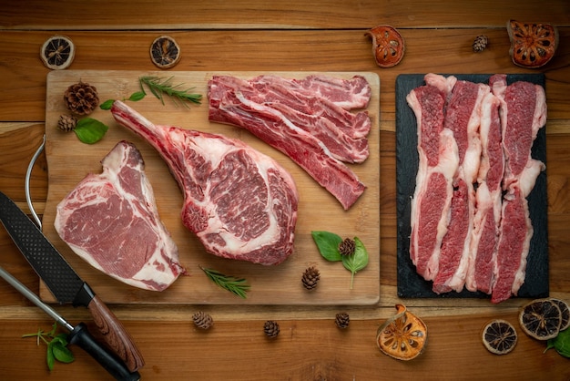 Carne fresca mixta Carne de res Tomahawk Carne de res Cross Cut Short Ribs Carne de res en rodajas Filete de res Tbone