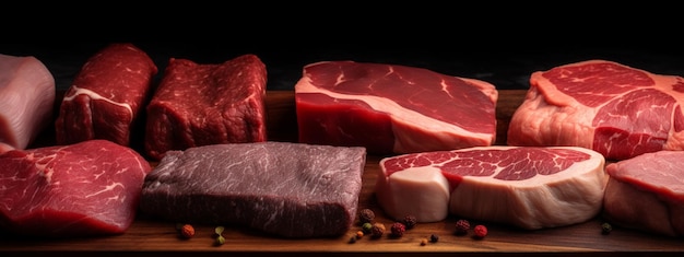 carne fresca sobre un fondo oscuro IA generativa