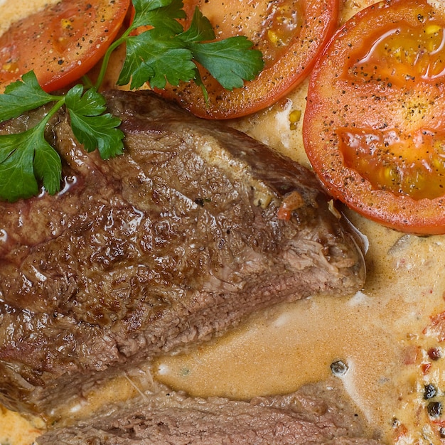 Carne gourmet - close-up da comida do restaurante