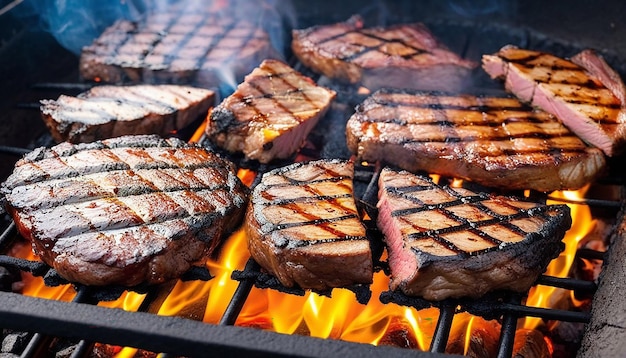 Carne grelhada churrasco refeição gourmet queima de carvão alimentação saudável