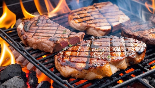 Carne grelhada churrasco refeição gourmet queima de carvão alimentação saudável