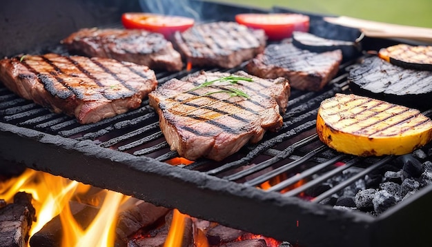 Carne grelhada churrasco refeição gourmet queima de carvão alimentação saudável