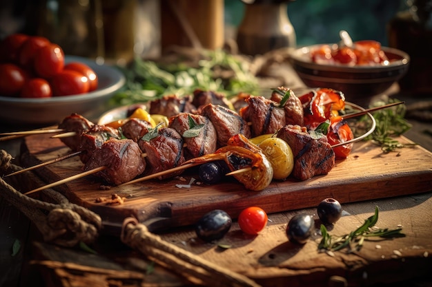 Carne grelhada da cozinha mediterrânea AI gerada