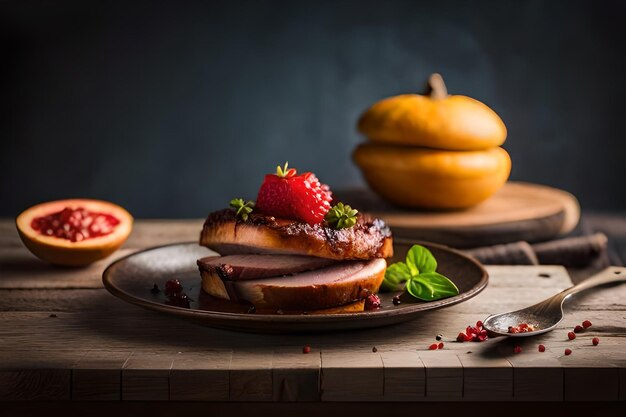 Carne grelhada gourmet em prato que brilha com o calor gerado