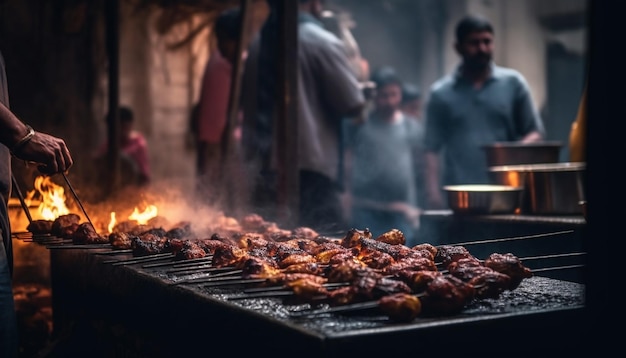 Carne grelhada no espeto, um lanche de verão gerado por IA