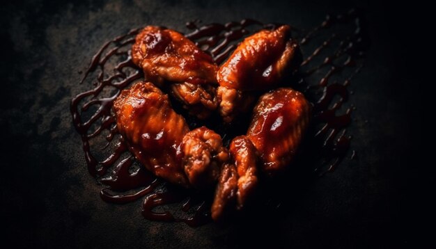 Carne grelhada no prato churrasco de frango com tempero e frescor gerado por ia