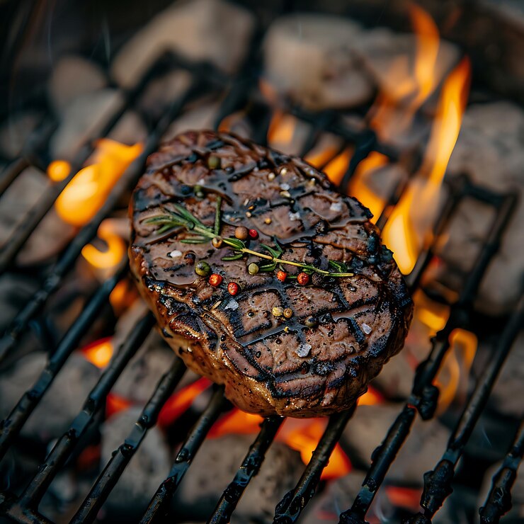 carne marcada en la parrilla
