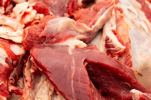 Carne de mármol fresca cruda de cerca