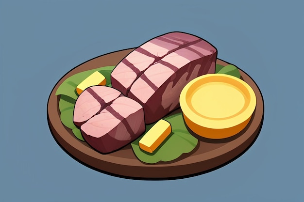 Carne ocidental comida ui ícone jogo prop design gourmet bife estilo 3d c4d  elemento de renderização de desenho animado