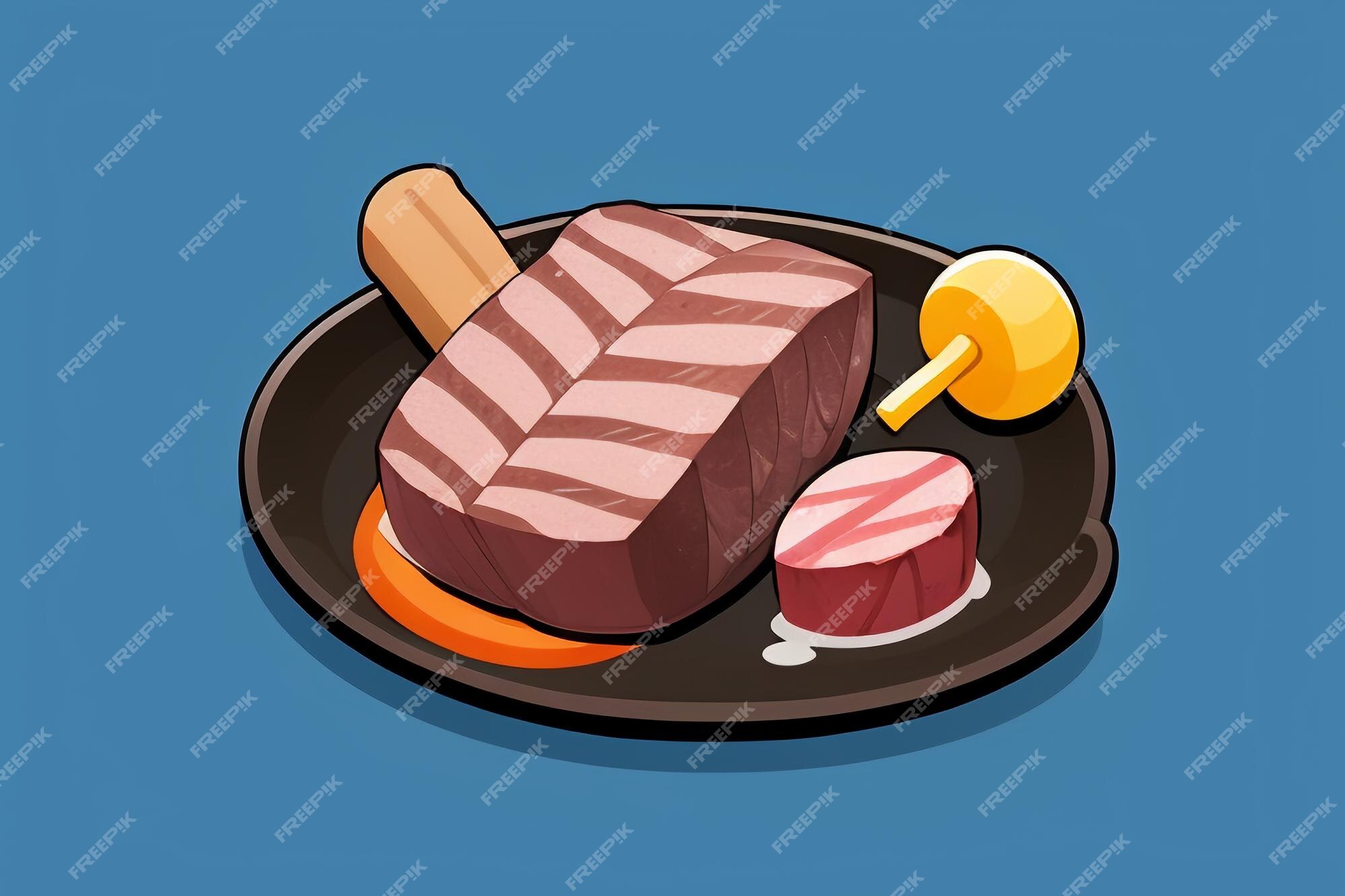 Carne ocidental comida ui ícone jogo prop design gourmet bife estilo 3d c4d  elemento de renderização de desenho animado