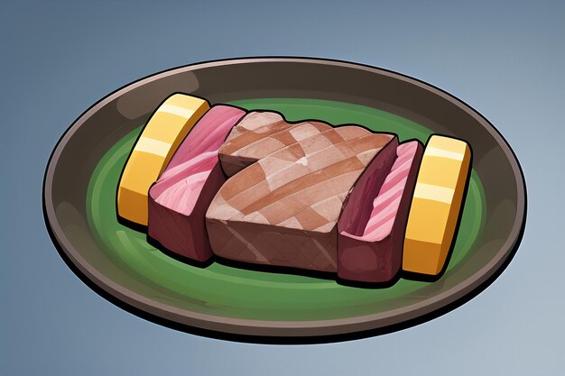 Carne ocidental comida ui ícone jogo prop design gourmet bife estilo 3d c4d  elemento de renderização de desenho animado