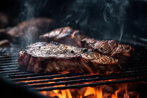 Carne a la parrilla Heaven Smoky and Succulent Steak Delight generativa ai generada