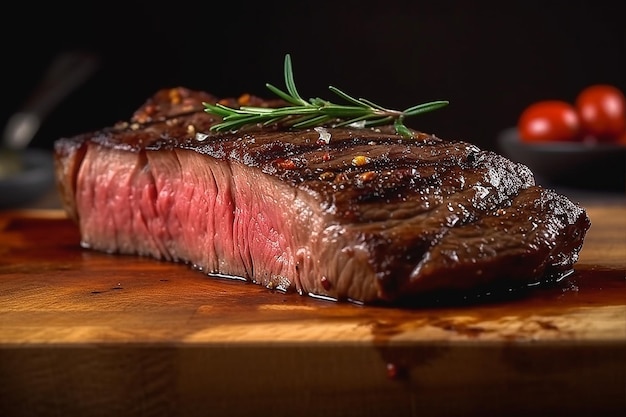 Carne a la parrilla en una mesa de madera AI Generativo