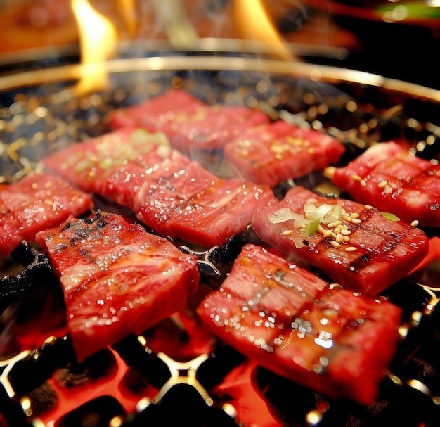 Carne a la parrilla en una parrilla de barbacoa