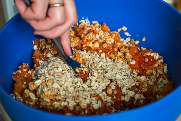 Carne picada con avena