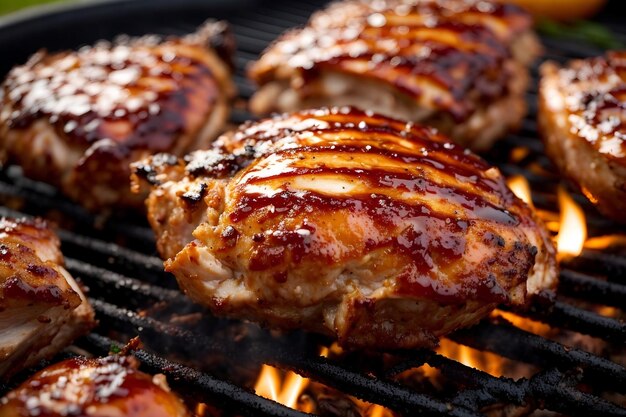 Carne de pollo asada en la parrilla