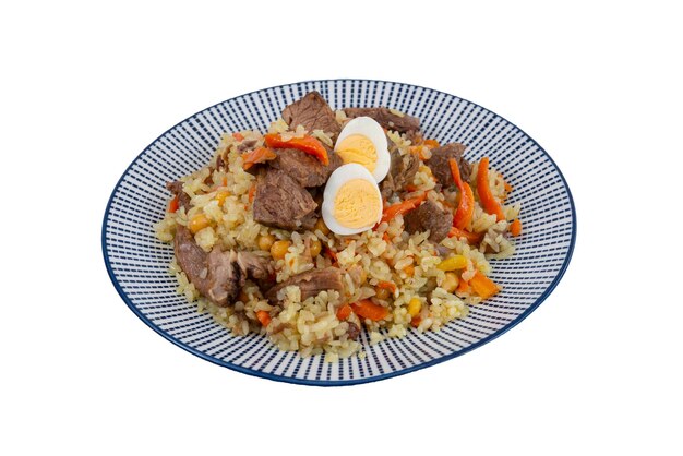 carne de res con arroz y huevo