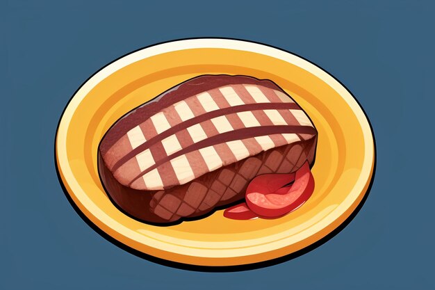 Carne de res comida occidental icono de interfaz de usuario diseño de accesorios de juego estilo de bistec gourmet elemento de representación de dibujos animados 3D c4d