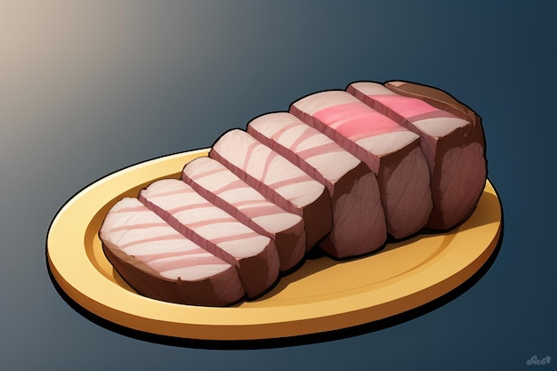 Carne de res comida occidental icono de interfaz de usuario diseño de accesorios de juego estilo de bistec gourmet elemento de representación de dibujos animados 3D c4d